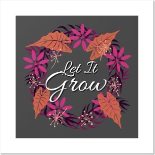 Let It Grow - Pink & Purple Plant Wreath Art Posters and Art